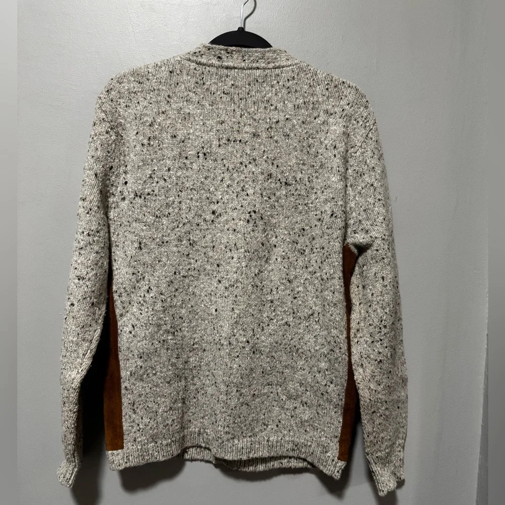 J.Crew Suede Front Cardigan Sweater Mens Medium Knit Button Brown FA22 - Picture 7 of 7